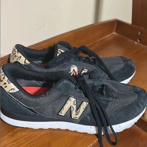 New Balance Black and Leopard Print Sneakers